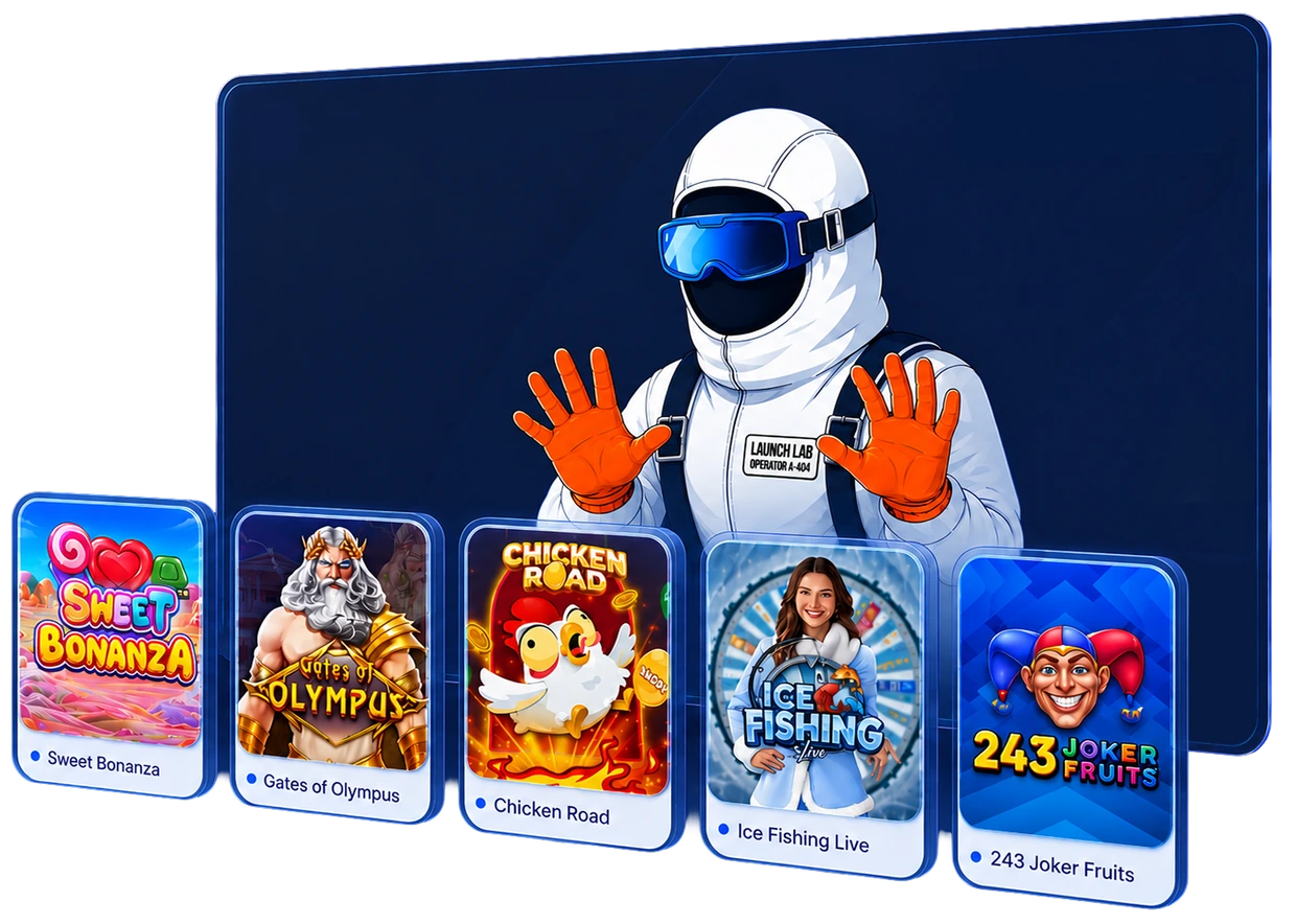 Apps.Lab showcase — маскот с каталогом приложений